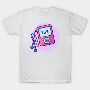 Cute Ipod With Earphone Cartoon Vector Icon Illustration (2) T-Shirt